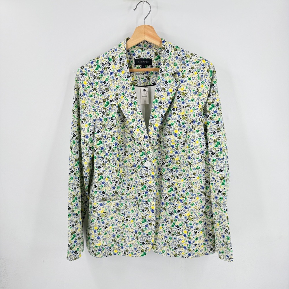 Talbots Blazer Floral‎ Multicolor Size 16 NWT Cotton Garden Party Spring Jacket